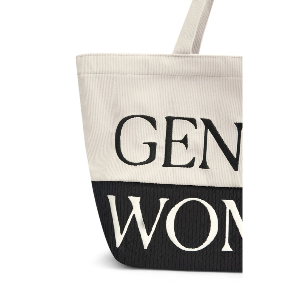 《GentlewomanX泰搶手✈️》 GW 撞色系列🆕 托特包 /燈芯絨材質 媽媽包 傭懶風包包 鬆弛感包包 黑白色-細節圖4