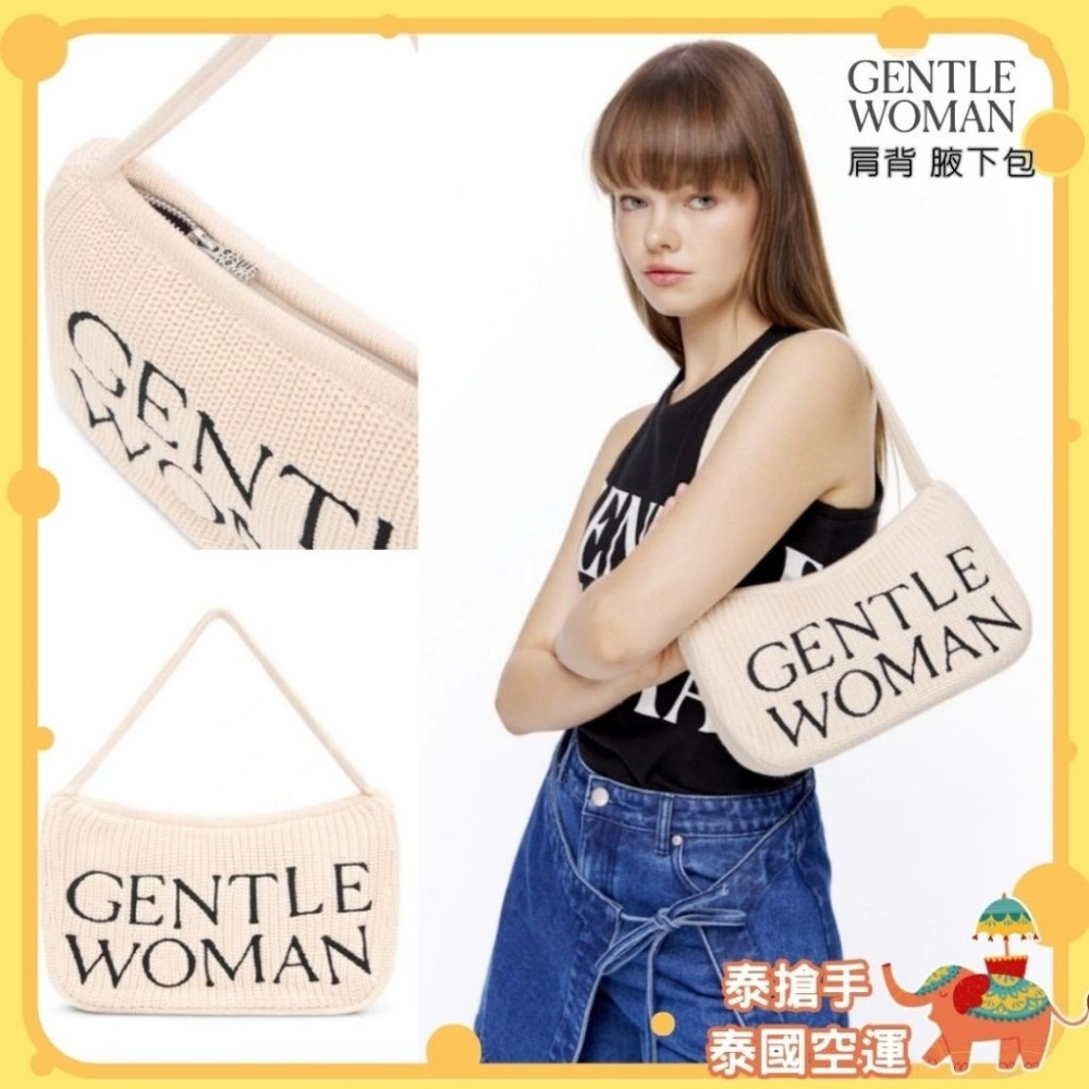 GENTLEWOMAN 針織刺繡字母腋下包 黑色 米白色 肩背包 小方包 交換禮物 GW泰國包包 流行包 針織包-細節圖5