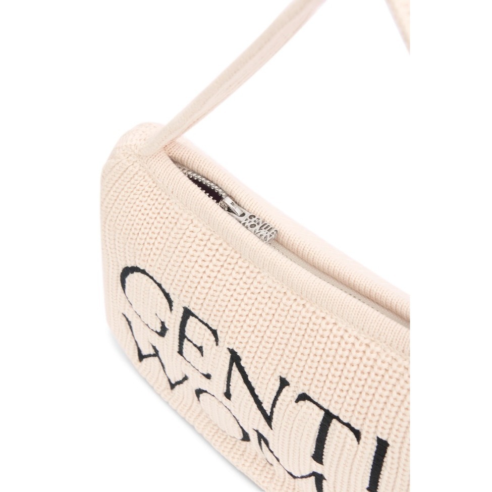 GENTLEWOMAN 針織刺繡字母腋下包 黑色 米白色 肩背包 小方包 交換禮物 GW泰國包包 流行包 針織包-細節圖8