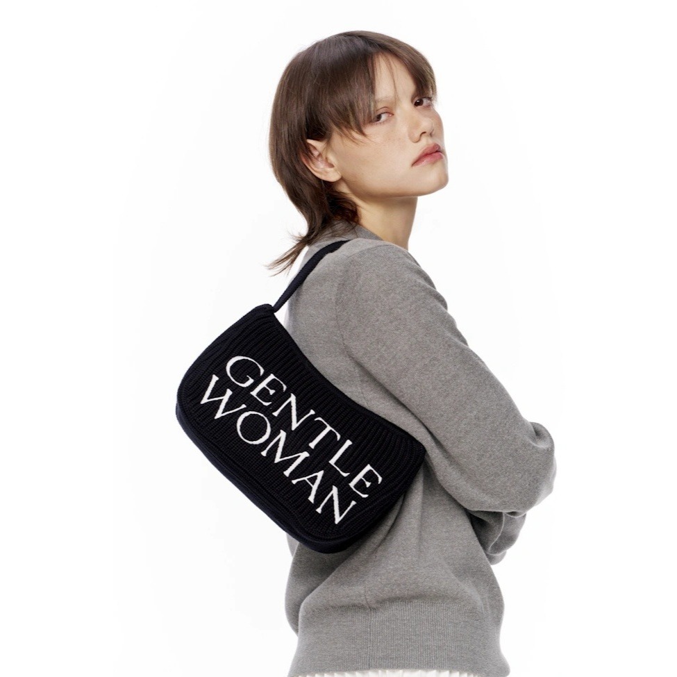 GENTLEWOMAN 針織刺繡字母腋下包 黑色 米白色 肩背包 小方包 交換禮物 GW泰國包包 流行包 針織包-規格圖8