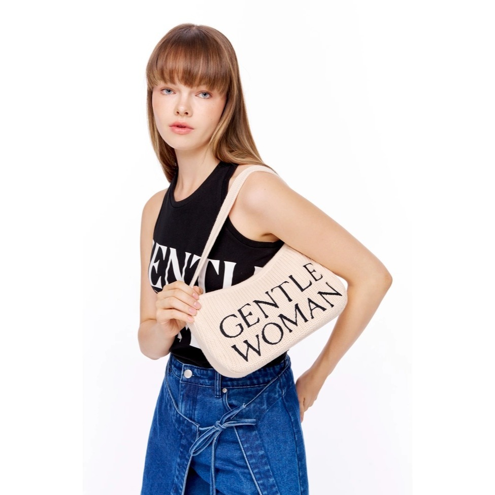 GENTLEWOMAN 針織刺繡字母腋下包 黑色 米白色 肩背包 小方包 交換禮物 GW泰國包包 流行包 針織包-規格圖8