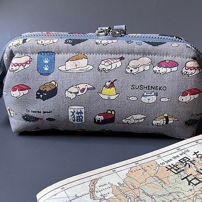 貓壽司收納包/快速出貨/筆袋/化妝包/收納包/日本進口布-細節圖5