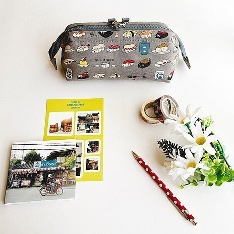 貓壽司收納包/快速出貨/筆袋/化妝包/收納包/日本進口布-細節圖7