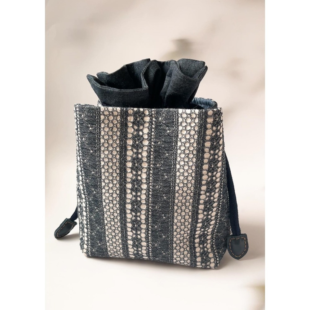 網紅三層束口包/歐洲進口刺繡布-細節圖5