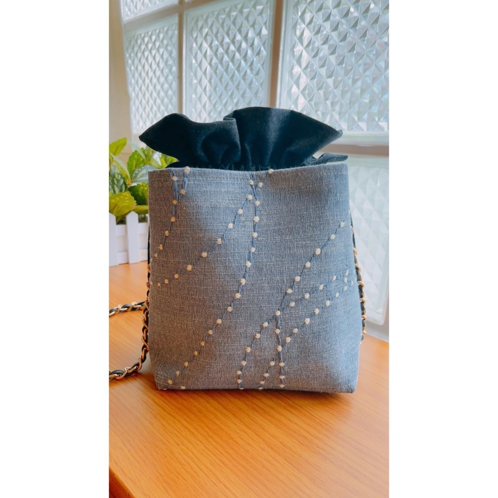 網紅三層束口包/歐洲進口刺繡布-細節圖7