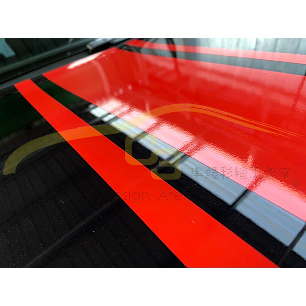 C3車體彩繪工作室 引擎蓋 拉線 D款 三線拉線 車身 貼紙 造型 彩繪 運動 風格 賽車 車身膠膜 車膜 車貼 設計-細節圖2