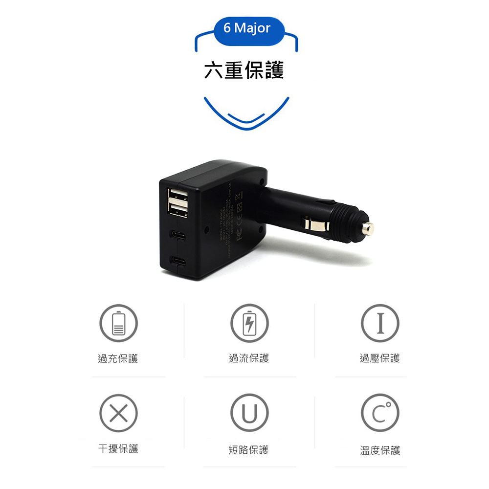 台灣製 Cliff Top 52W PD USB-C + USB A 車用充電器 雙孔輸出 快充充電器 點菸孔-細節圖2