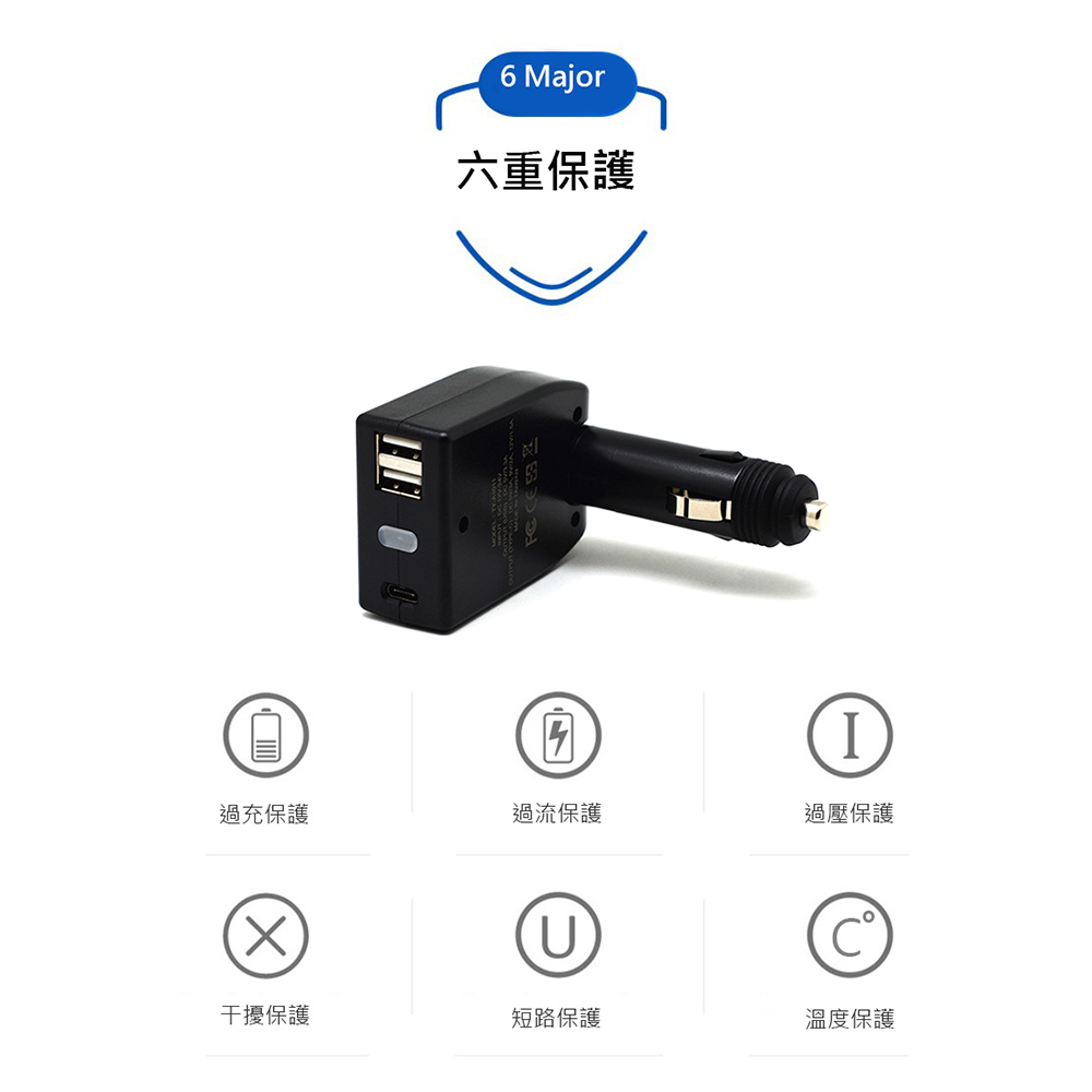 台灣製 Cliff Top 34W PD USB-C + USB A 車用充電器 雙孔輸出 快充充電器 點菸孔 車充-細節圖2