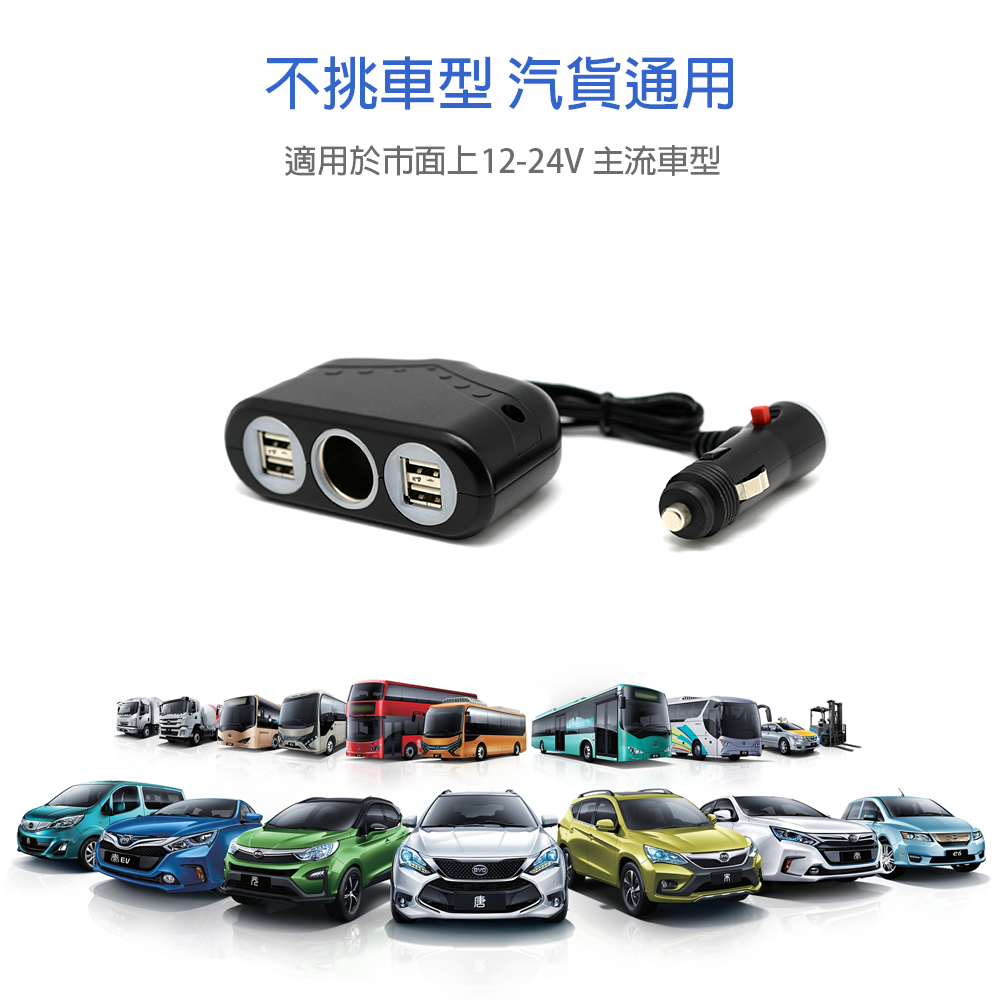 台灣製 Cliff Top 6.6A 三孔車用充電器 車用快充 車充 車用擴充 (4孔高速USB + 1孔點菸器插座)-細節圖3