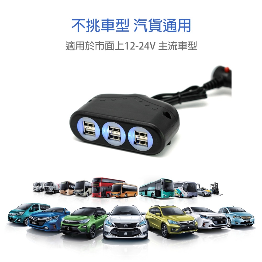 台灣製 Cliff Top 9.9A 車充 充電器 點煙器擴充 車用快充 車用 車充 (6孔高速USB)-細節圖4