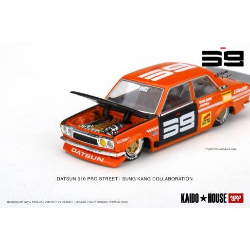 【工匠模型】MINI GT Kaido House Datsun Pro Street SK 510 紅 橘 1:64-細節圖9