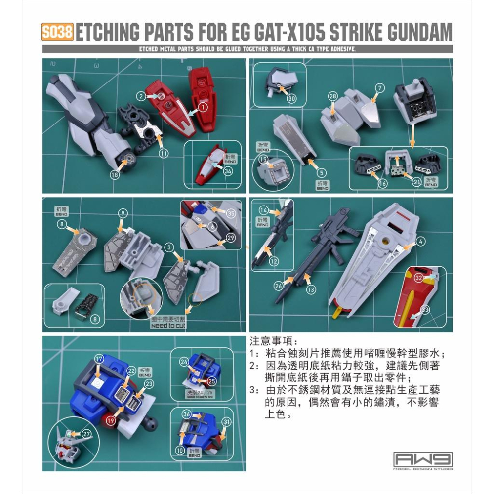 【工匠模型】AW9 S038 EG STRIKE GUNDAM 攻擊鋼彈 GAT-X105 細節蝕刻片 S38-細節圖6