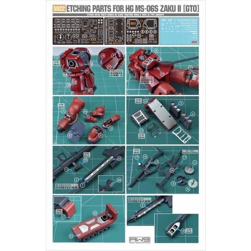 【工匠模型】AW9 S22 HG1/144 GTO MS-06S ZAKU 夏亞專用 薩克2 紅色彗星薩克 蝕刻片水貼-細節圖5