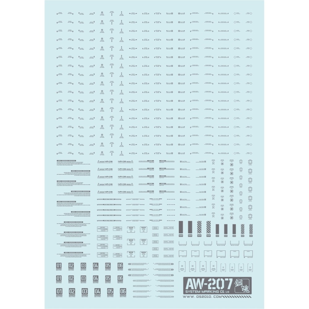 【工匠模型】鋼魂 細節水貼 1/144 1/100 白 灰 AW-204 205 206 207 208 209-細節圖4