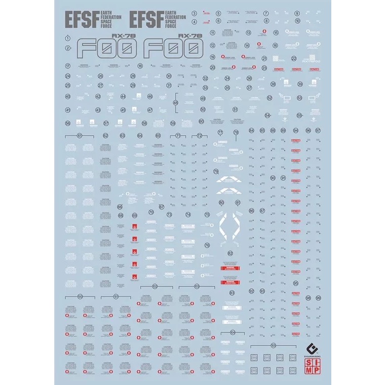 ￼工匠模型 EVO水貼 1/48 RX78F00  橫濱 RX-78 鋼彈 專用水貼 EMEGAF00 (2張入)-細節圖2