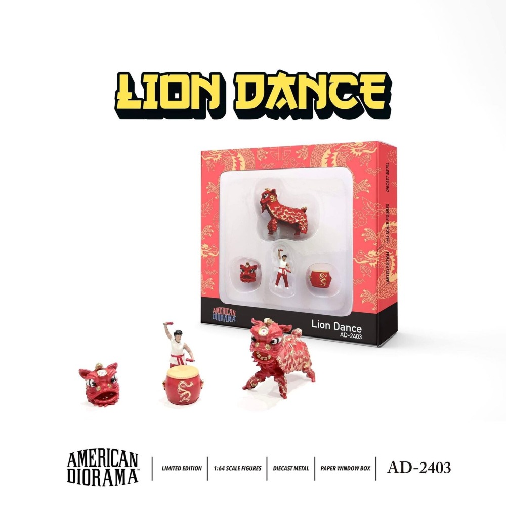 【工匠模型】American Diorama Lion Dance 舞龍舞獅人偶組-細節圖2