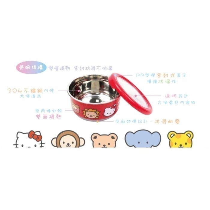 Mofusand 貓福珊迪 海洋生物 304不鏽鋼圓形保鮮餐碗 環保碗 兒童碗 700ml COCOS SN110-細節圖2