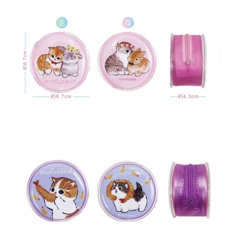 Mofusand 貓福珊迪 鯊魚貓 圓形小錢包 小掛包 零錢包 萬用包 收納包 COCOS WZ075-細節圖2