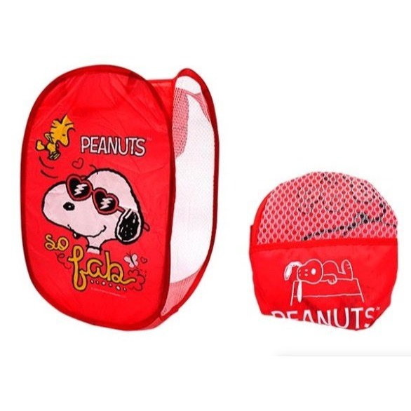 正版 三麗鷗 snoopy 史努比 史奴比 輕便折疊洗衣籃 收納籃 髒衣籃 衣物收納 紅酷款 COCOS SK042-細節圖4