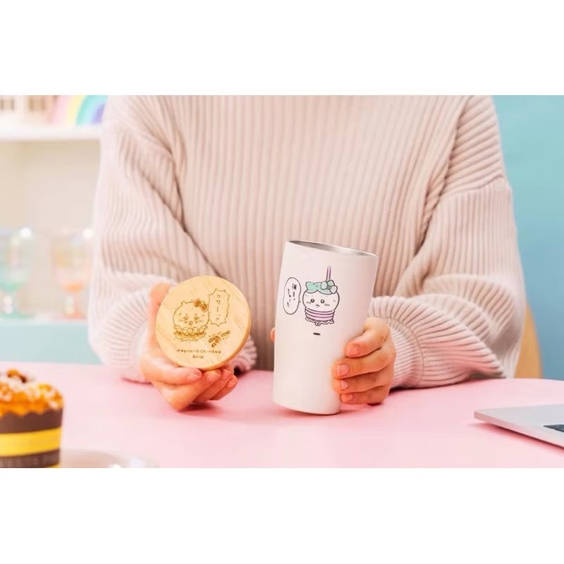 正版日本 吉伊卡哇 小八烏薩奇 木蓋 保溫 保冷 隨身杯 水杯 不鏽鋼保溫杯 350ml COCOS PQ495-細節圖6