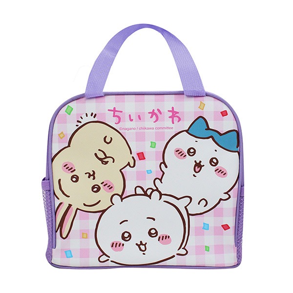 正版 吉伊卡哇 紫色 雙網便當袋 手提袋 收納袋 餐袋 午餐袋 兒童餐袋 便當袋 兩側可放水壺 COCOS DK280-細節圖2