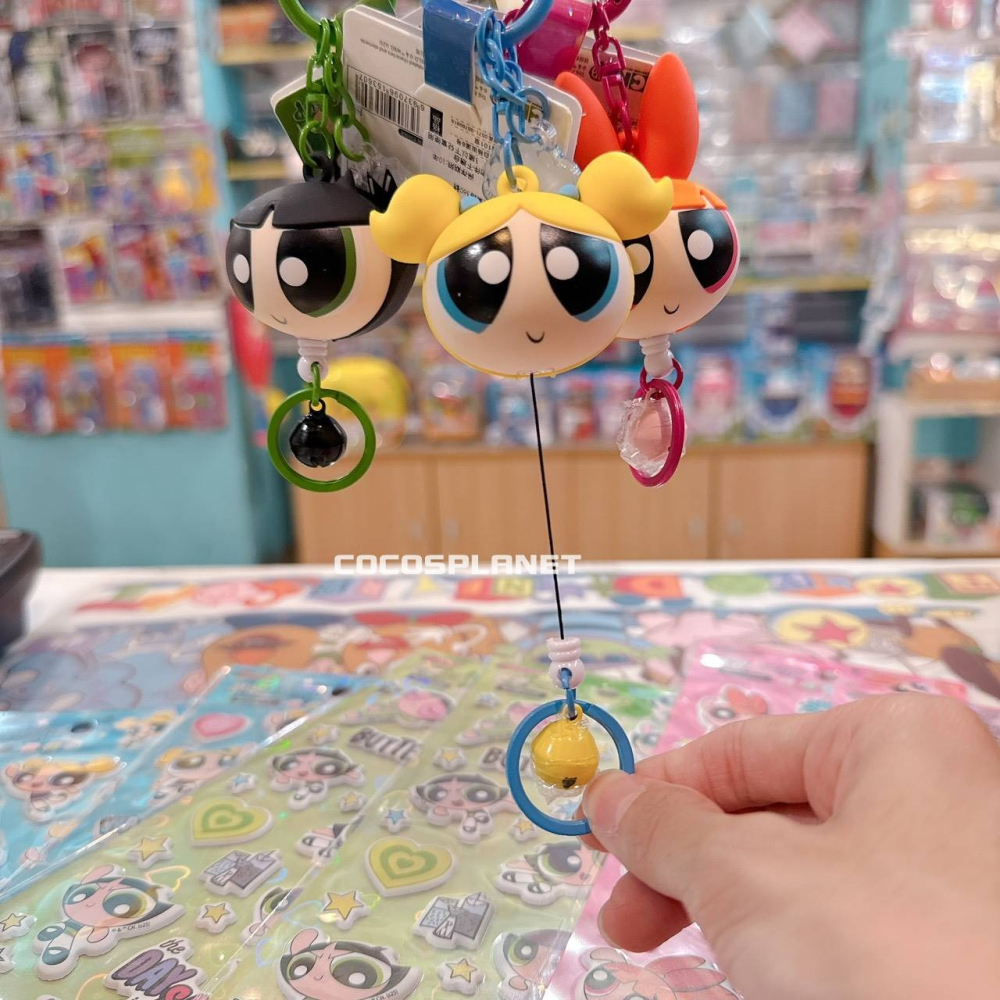 飛天小女警 花花 軟膠公仔掛繩 可伸縮 手掛繩 車鑰匙 鈴鐺 背包吊飾 鑰匙圈 吊飾 COCOS LL046-細節圖3