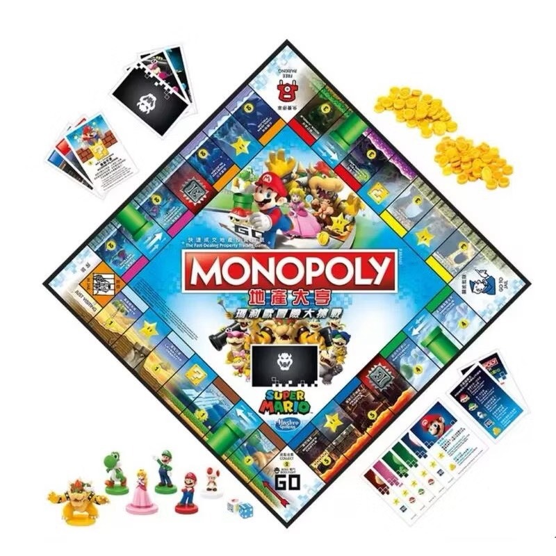 孩之寶 Monopoly 地產大亨 超級瑪利歐冒險大挑戰遊戲組 精裝版 大富翁 桌遊 中文版 COCOS FG680-細節圖6