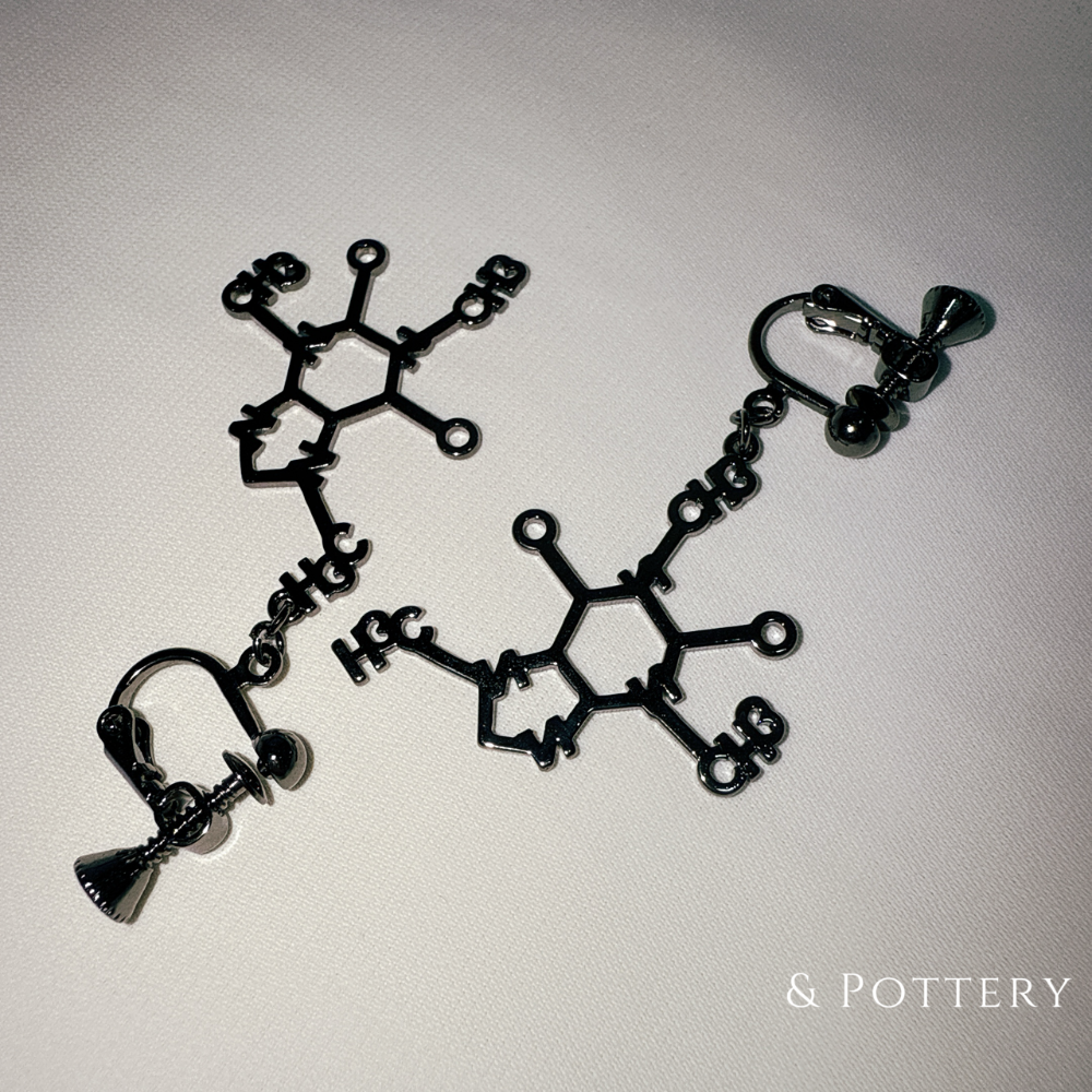 🇯🇵日本 gargle 科學系列:化學式造型耳環 針式、夾式 耳夾 耳飾 血清素 腎上腺素 咖啡因 多巴胺-細節圖9