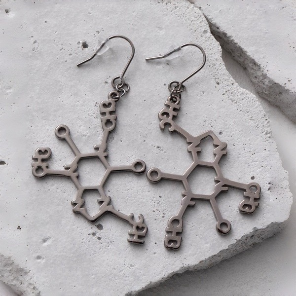 🇯🇵日本 gargle 科學系列:化學式造型耳環 針式、夾式 耳夾 耳飾 血清素 腎上腺素 咖啡因 多巴胺 維他命C-細節圖2