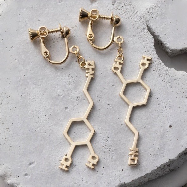 🇯🇵日本 gargle 科學系列:化學式造型耳環 針式、夾式 耳夾 耳飾 血清素 腎上腺素 咖啡因 多巴胺 維他命C-細節圖3