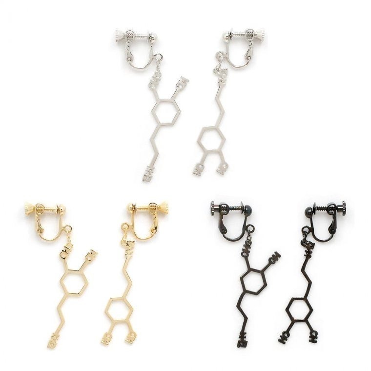 🇯🇵日本 gargle 科學系列:化學式造型耳環 針式、夾式 耳夾 耳飾 血清素 腎上腺素 咖啡因 多巴胺 維他命C-規格圖10