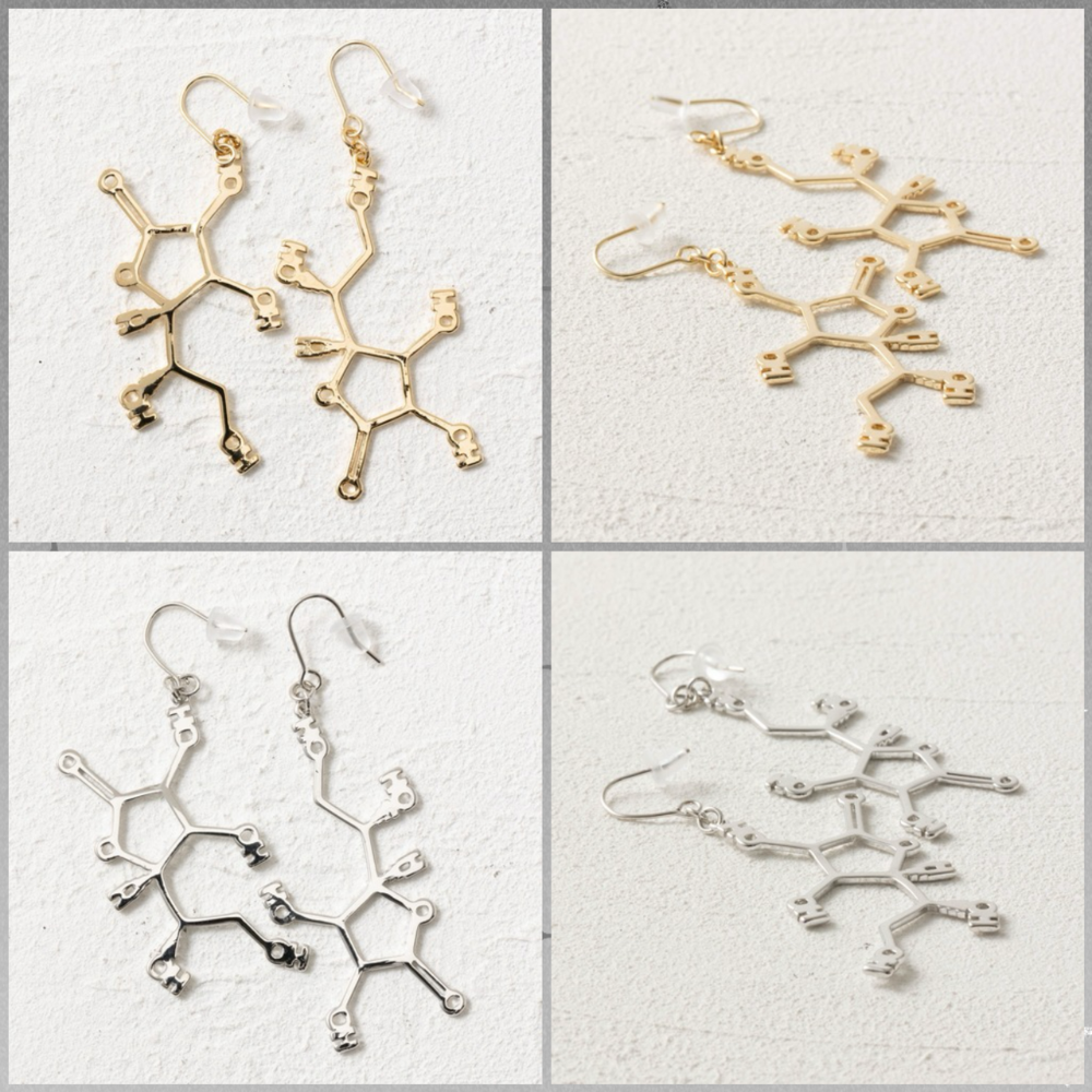 🇯🇵日本 gargle 科學系列:化學式造型耳環 針式、夾式 耳夾 耳飾 血清素 腎上腺素 咖啡因 多巴胺-規格圖10