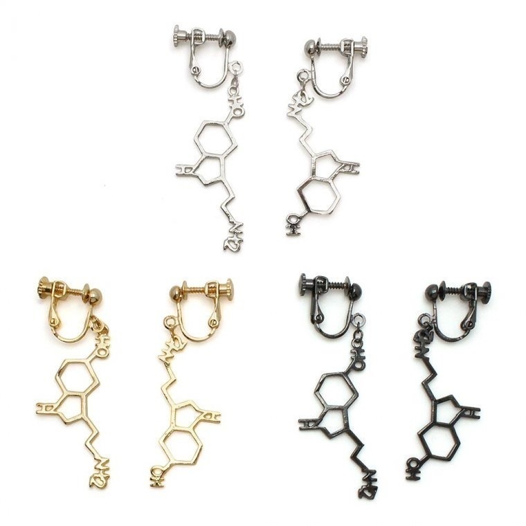 🇯🇵日本 gargle 科學系列:化學式造型耳環 針式、夾式 耳夾 耳飾 血清素 腎上腺素 咖啡因 多巴胺 維他命C-規格圖10