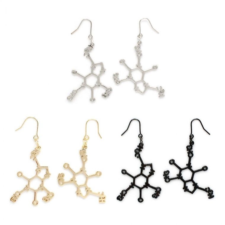 🇯🇵日本 gargle 科學系列:化學式造型耳環 針式、夾式 耳夾 耳飾 血清素 腎上腺素 咖啡因 多巴胺-規格圖10