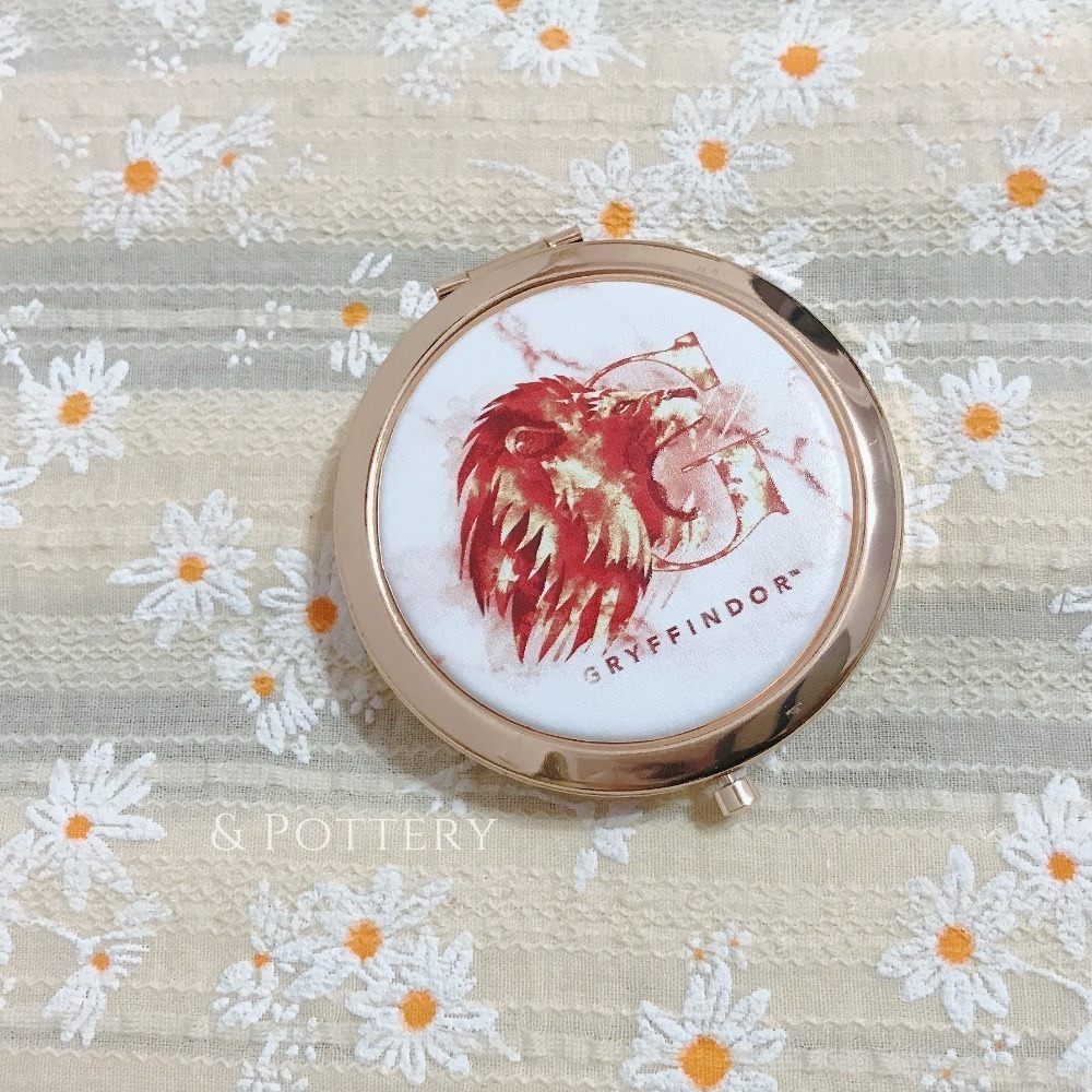 🔥現貨⚡哈利波特影城 學院象徵大理石紋皮革金屬隨身鏡 化妝鏡 摺疊鏡 小鏡子 Harry Potter-規格圖2