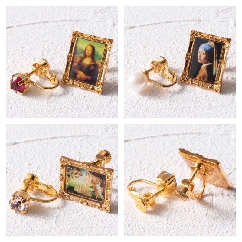 🔥現+預 🇯🇵日本 gargle 世界名畫耳環 針式、夾式 耳夾 梵谷 莫內 雷諾瓦 馬奈 慕夏 達文西 維納斯-細節圖4