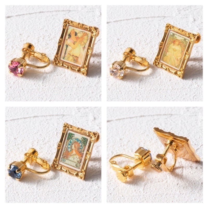 🔥現+預 🇯🇵日本 gargle 世界名畫耳環 針式、夾式 耳夾 梵谷 莫內 雷諾瓦 馬奈 慕夏 達文西 維納斯-細節圖5