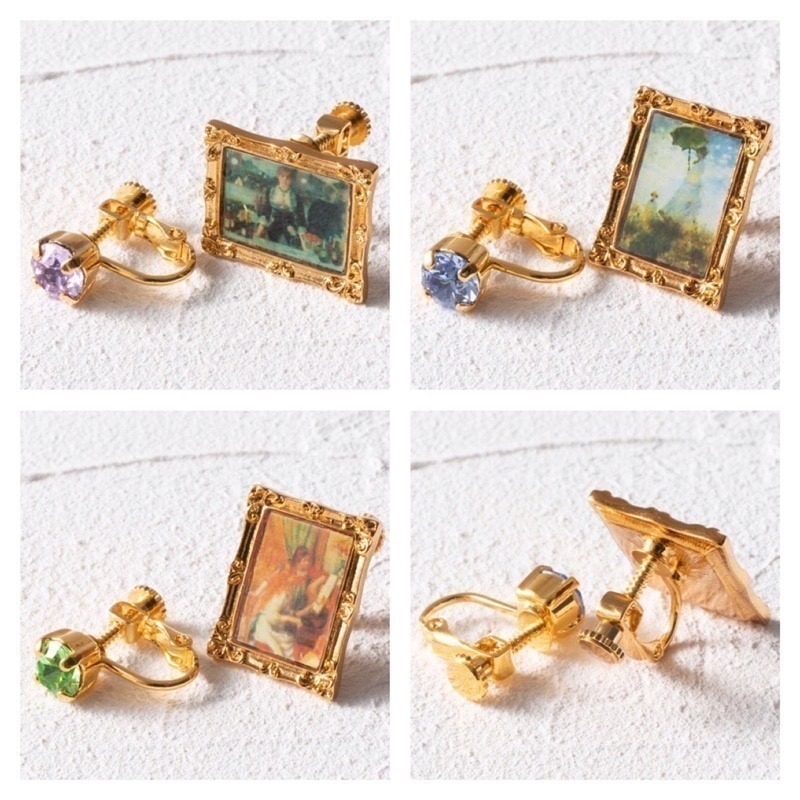 🔥現+預 🇯🇵日本 gargle 世界名畫耳環 針式、夾式 耳夾 梵谷 莫內 雷諾瓦 馬奈 慕夏 達文西 維納斯-細節圖6