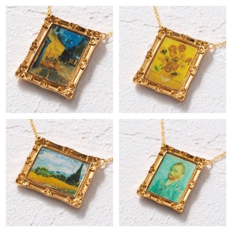 🇯🇵日本 gargle 世界名畫項鍊 梵谷 莫內 雷諾瓦 馬奈 慕夏 達文西 波提且利 向日葵 珍珠耳環少女 維納斯-細節圖2