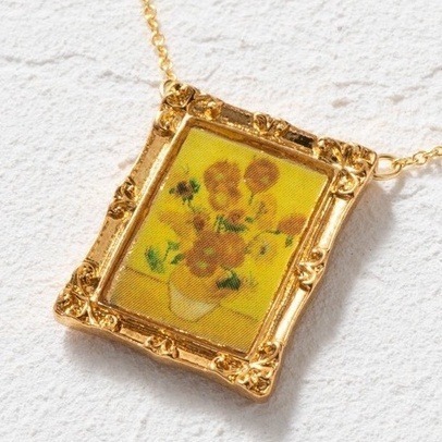 🇯🇵日本 gargle 世界名畫項鍊 梵谷 莫內 雷諾瓦 馬奈 慕夏 達文西 波提且利 向日葵 珍珠耳環少女 維納斯-規格圖6