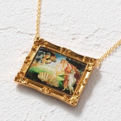 🇯🇵日本 gargle 世界名畫項鍊 梵谷 莫內 雷諾瓦 馬奈 慕夏 達文西 波提且利 向日葵 珍珠耳環少女 維納斯-規格圖6