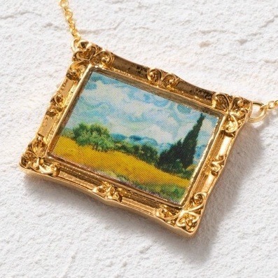 🇯🇵日本 gargle 世界名畫項鍊 梵谷 莫內 雷諾瓦 馬奈 慕夏 達文西 波提且利 向日葵 珍珠耳環少女 維納斯-規格圖6