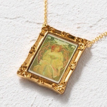 🇯🇵日本 gargle 世界名畫項鍊 梵谷 莫內 雷諾瓦 馬奈 慕夏 達文西 波提且利 向日葵 珍珠耳環少女 維納斯-規格圖6