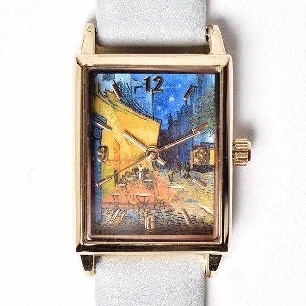 🔥現 🇯🇵日本 世界名畫方形石英手錶 皮革錶帶 莫內、梵谷、慕夏、達文西 古典 印象派藝術家 向日葵 睡蓮 油畫-規格圖6