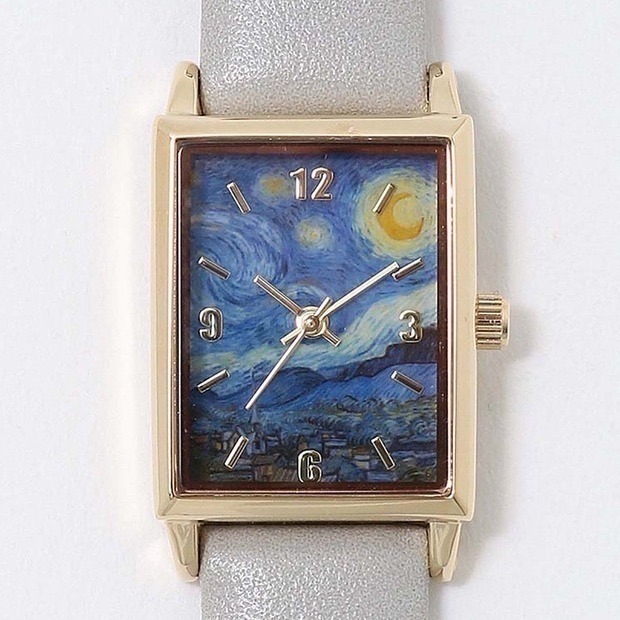 🔥現 🇯🇵日本 世界名畫方形石英手錶 皮革錶帶 莫內、梵谷、慕夏、達文西 古典 印象派藝術家 向日葵 睡蓮 油畫-規格圖6