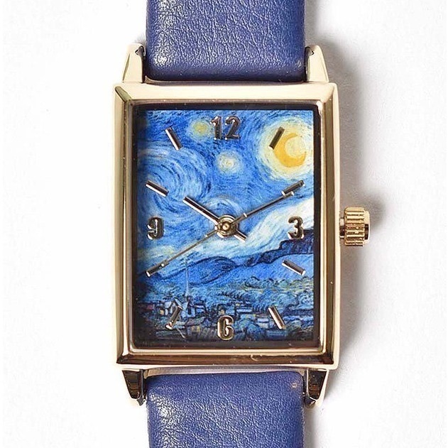 🔥現 🇯🇵日本 世界名畫方形石英手錶 皮革錶帶 莫內、梵谷、慕夏、達文西 古典 印象派藝術家 向日葵 睡蓮 油畫-規格圖6
