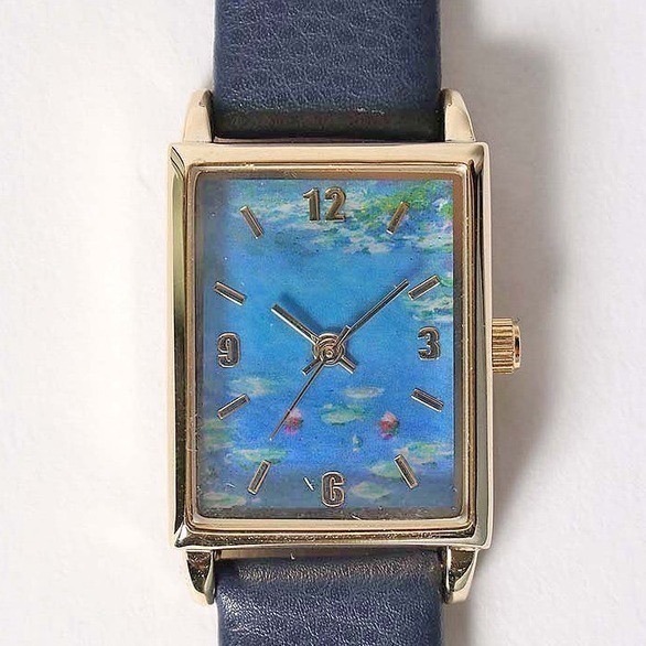 🔥現 🇯🇵日本 世界名畫方形石英手錶 皮革錶帶 莫內、梵谷、慕夏、達文西 古典 印象派藝術家 向日葵 睡蓮 油畫-規格圖6
