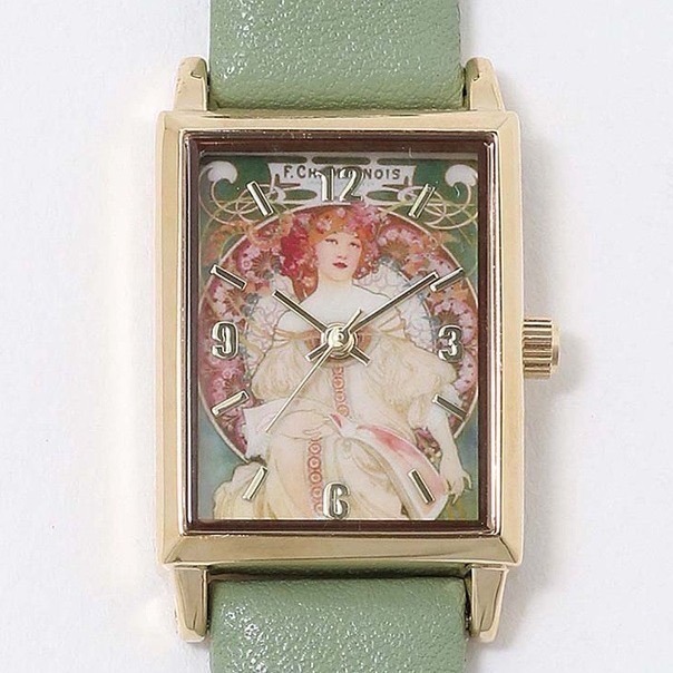 🔥現 🇯🇵日本 世界名畫方形石英手錶 皮革錶帶 莫內、梵谷、慕夏、達文西 古典 印象派藝術家 向日葵 睡蓮 油畫-規格圖6