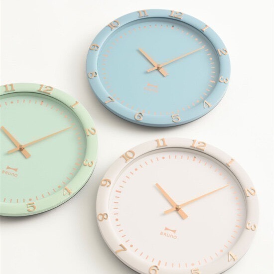 🇯🇵日本 BRUNO 玫瑰金數字掛鐘 BCW040 靜音時鐘 指針式時鐘 玫瑰金 米白、霧藍、湖水綠、深灰-細節圖3