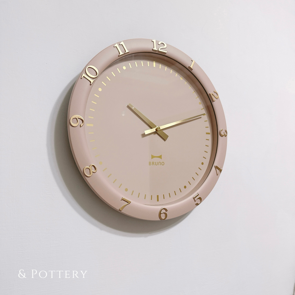 🇯🇵日本 BRUNO 玫瑰金數字掛鐘 BCW040 靜音時鐘 指針式時鐘 玫瑰金 米白、霧藍、湖水綠、深灰-細節圖10